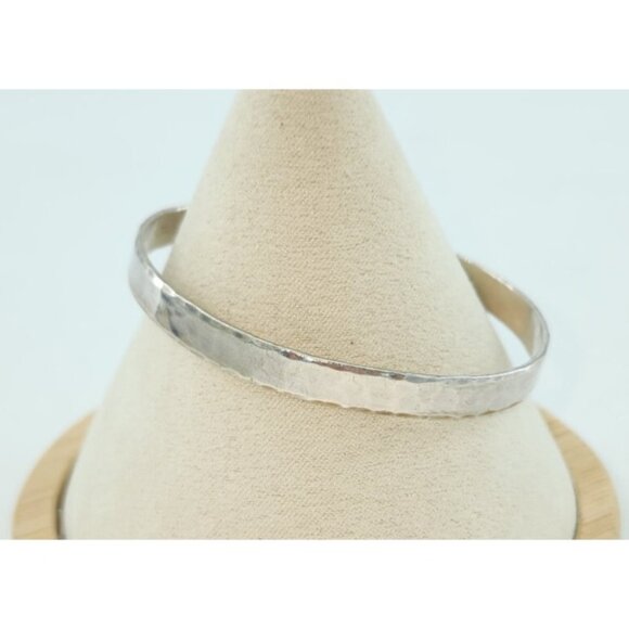 Vintage Parker Sterling Silver Cuff Bangle Bracelet Hammered Finish - Picture 2 of 8
